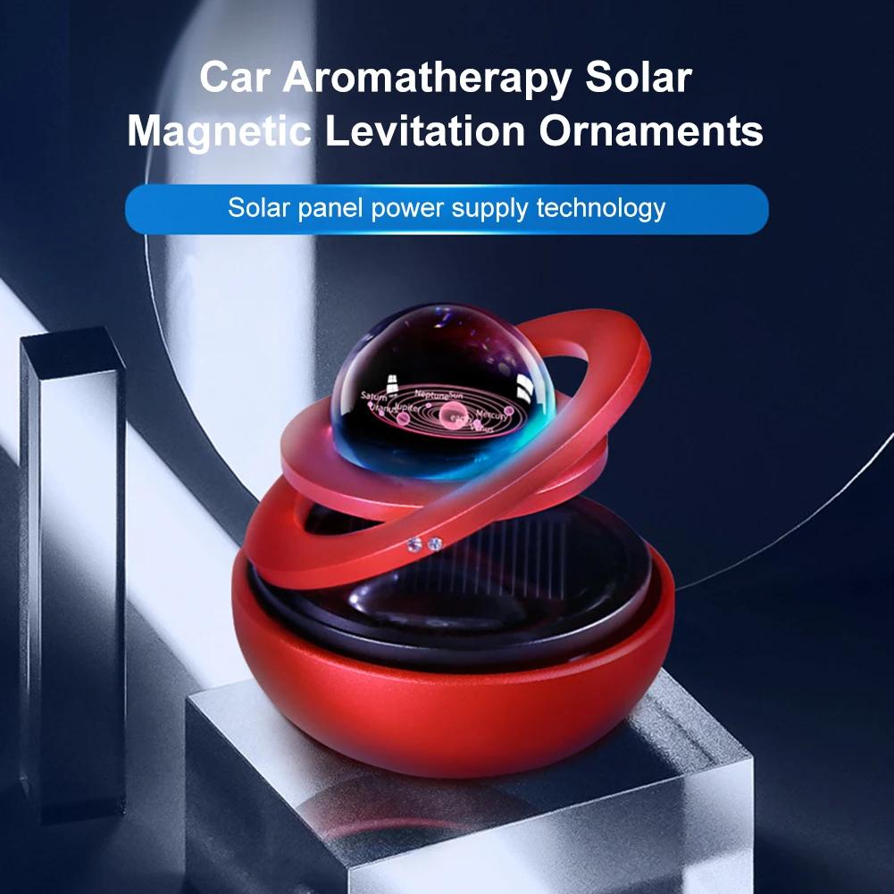 Solar Power Rotatable Red Colour Car Aroma With Air Freshener Perfume Car  Dashboard Decoration Ornament