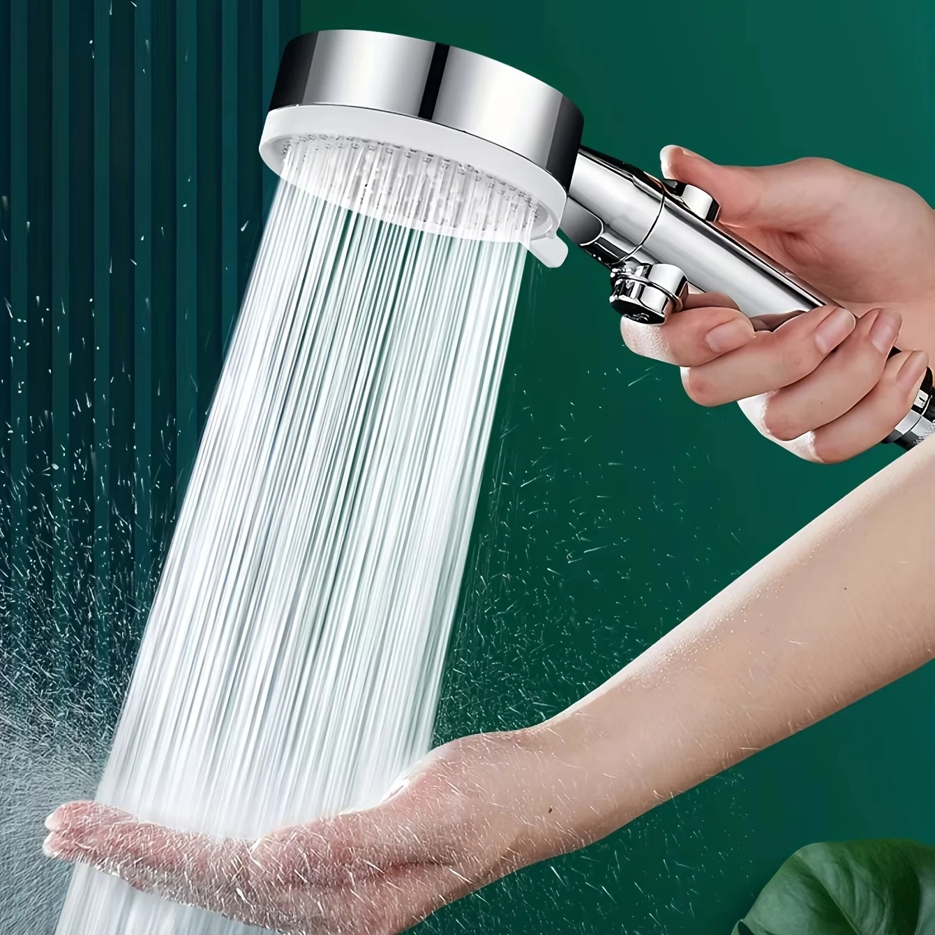 Shower Head Adjustable Silver Bathroom Shower Head High Pressure Stop Switch Water Saving Hose and Support