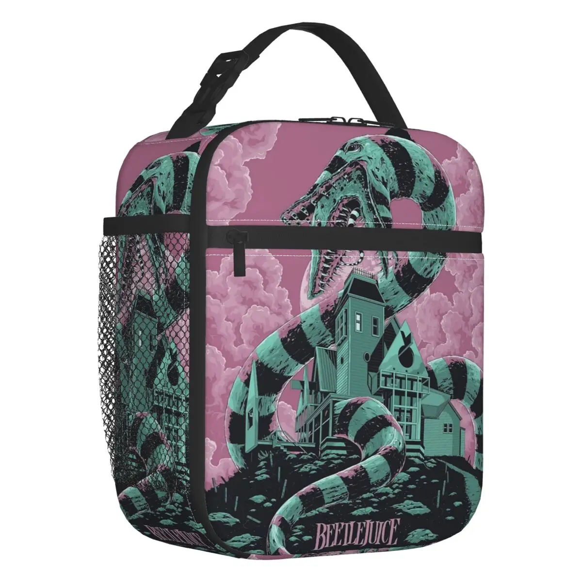 

Beetlejuice Horror Movie Thermal Insulated Lunch Bag Women Fantasy Film Tim Burton Lunch Tote for School Storage Food Box