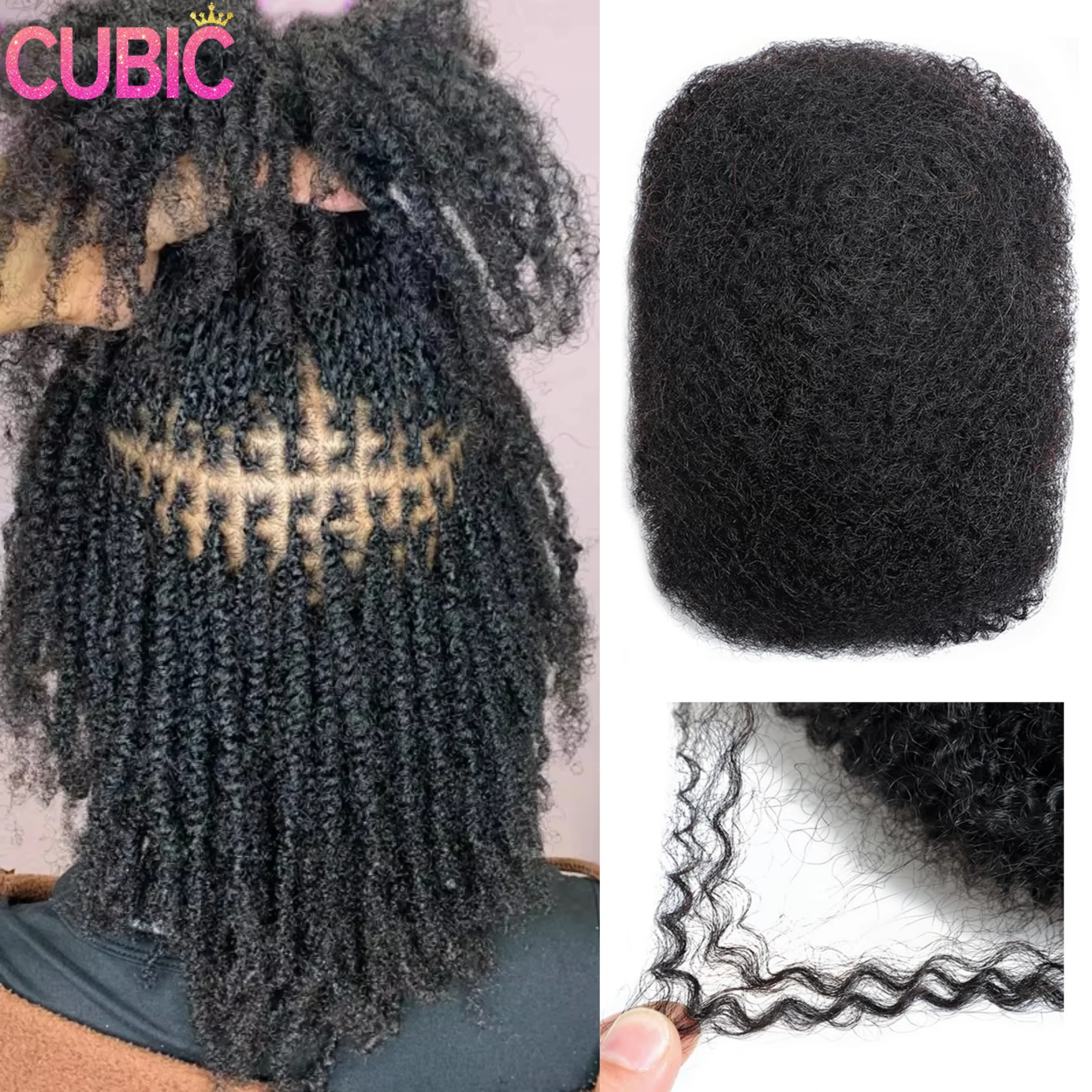 30g/Pc QVR Afro Kinky Bulk Human Hair Extensions Natural Black for Braiding Remy Bulk Hair No Weft For Locs Dreadlocs Braids 8"