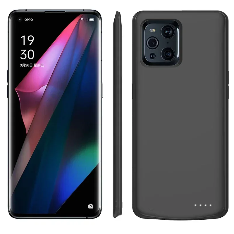 OPPO Find X3 프로 네오 보조배터리 배터리 충전기 케이스, 휴대용 실크 충격 방지 외장 배터리 충전 커버