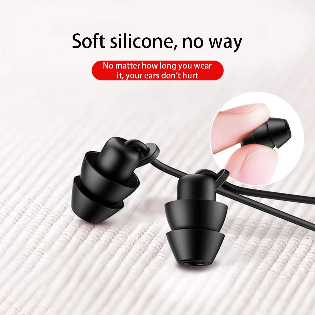 Anti-noise Sleeping Wired Headphone Headsets In-ear Noise Cancelling Earphone for Hotels Living Room Single 3 5mm Black 2
