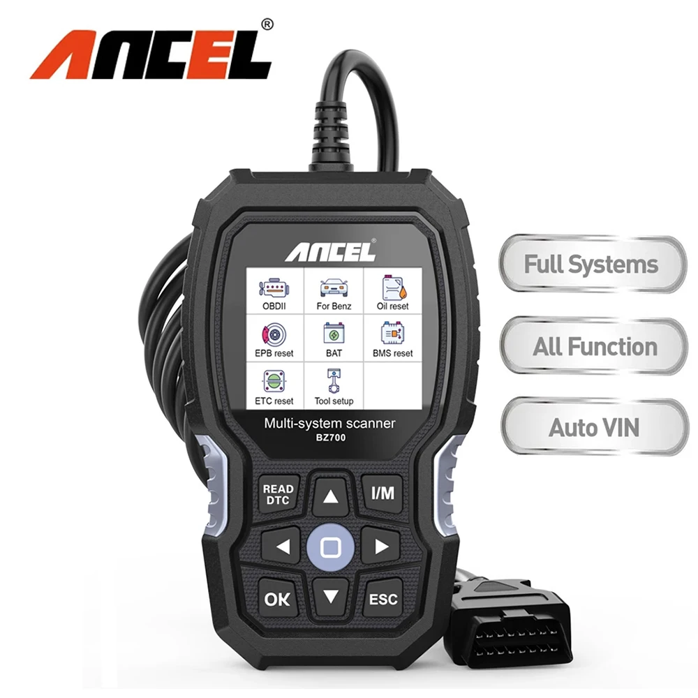 

ANCEL BZ700 OBD2 Diagnostic Tools Professional All System Engine Code Reader ABS SAS Oil DPF TPMS BMS Resets OBD 2 Car Scanner