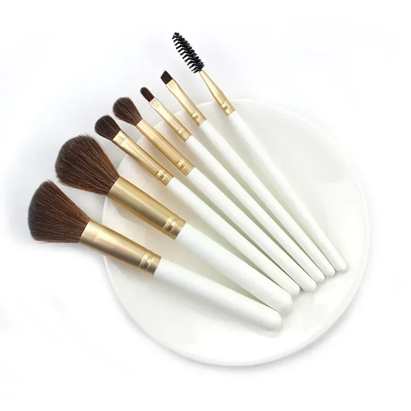 Professional Makeup brushes set 7pcs Makeup brush Natural Synthetic Foundation Powder Highlighter Pearl White/RoseGold