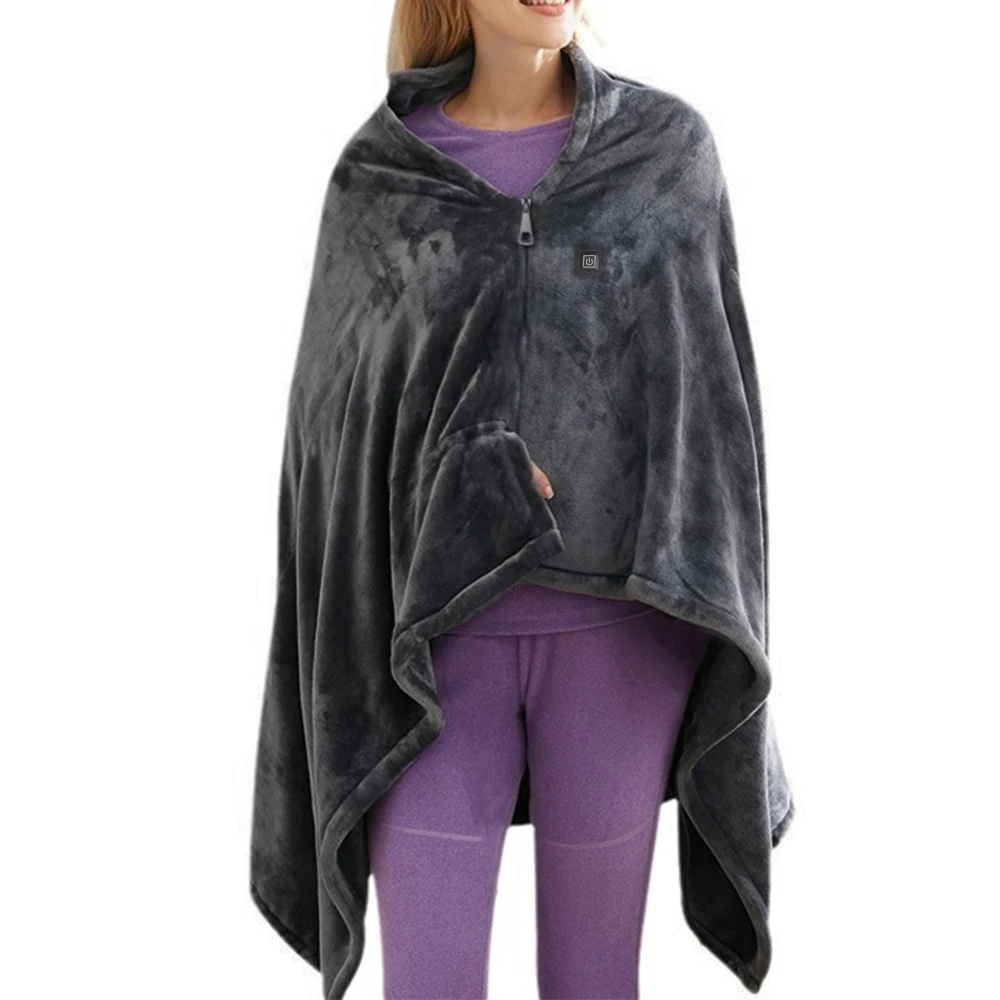 Couverture chauffante USB, châle chauffant électrique, Portable, pour l'hiver, Rechargeable, avec 3 réglages Tem