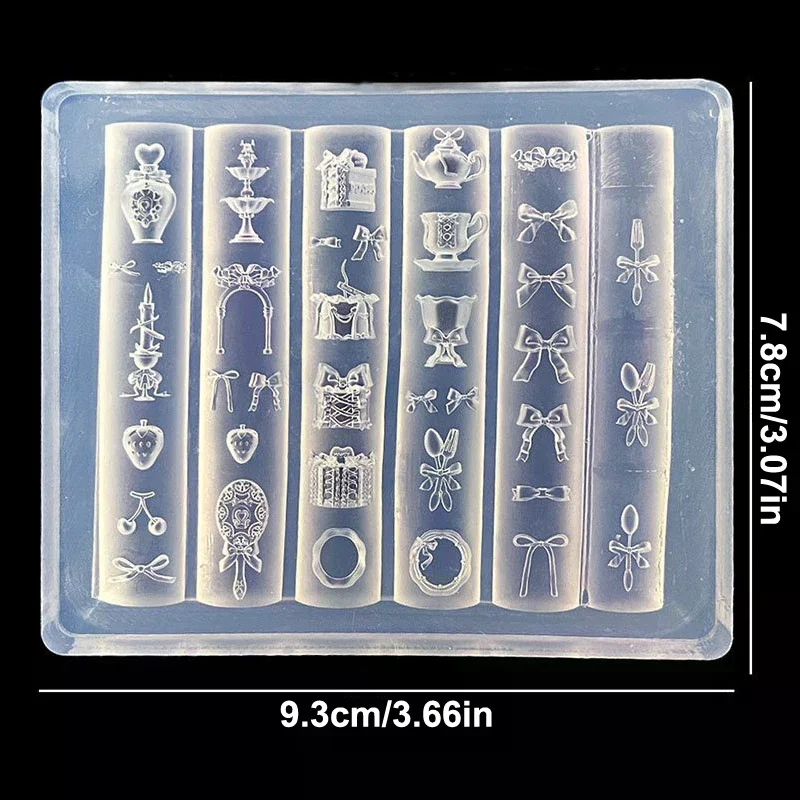 투명 네일 아트 실리콘 조각 몰드 보우노트 미러 티컵 UV 젤 폴리쉬 아트 몰드 DIY 디자인 네일 참 스텐실 데코