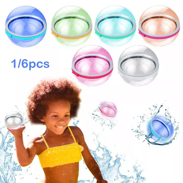 1/6pcs Splash Balls Water Bomb Reusable Water Balloons Absorbent Ball Outdoor Pool Beach Play Toy Pool Party Favors Water Fight  1