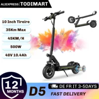 Trottinette électrique TODIMAR D5, 10 pouces, 500W, pour adultes, usage urbain, 48V 10.4ah, pliable, vitesse 25km/h, tout-terrain, longue autonomie. 1