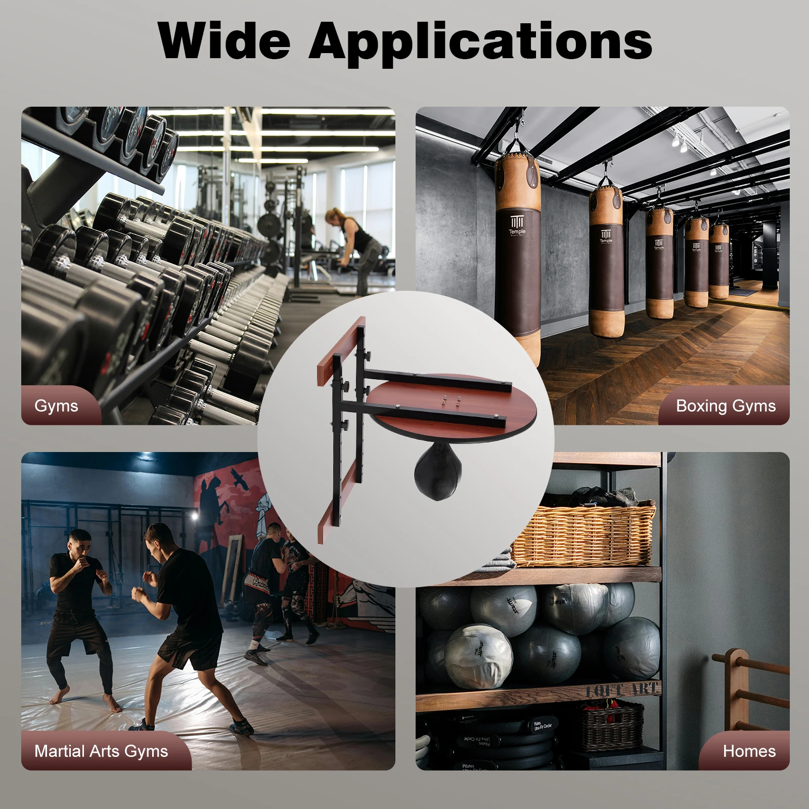 Speed Bag Plattform-Set 360 ° Drehbare Wandmontierte Hochleistungs-Boxtrainingsausrüstung Schwarzes Verstellbares Speed-Bag-Plattform-Set – Detail 1