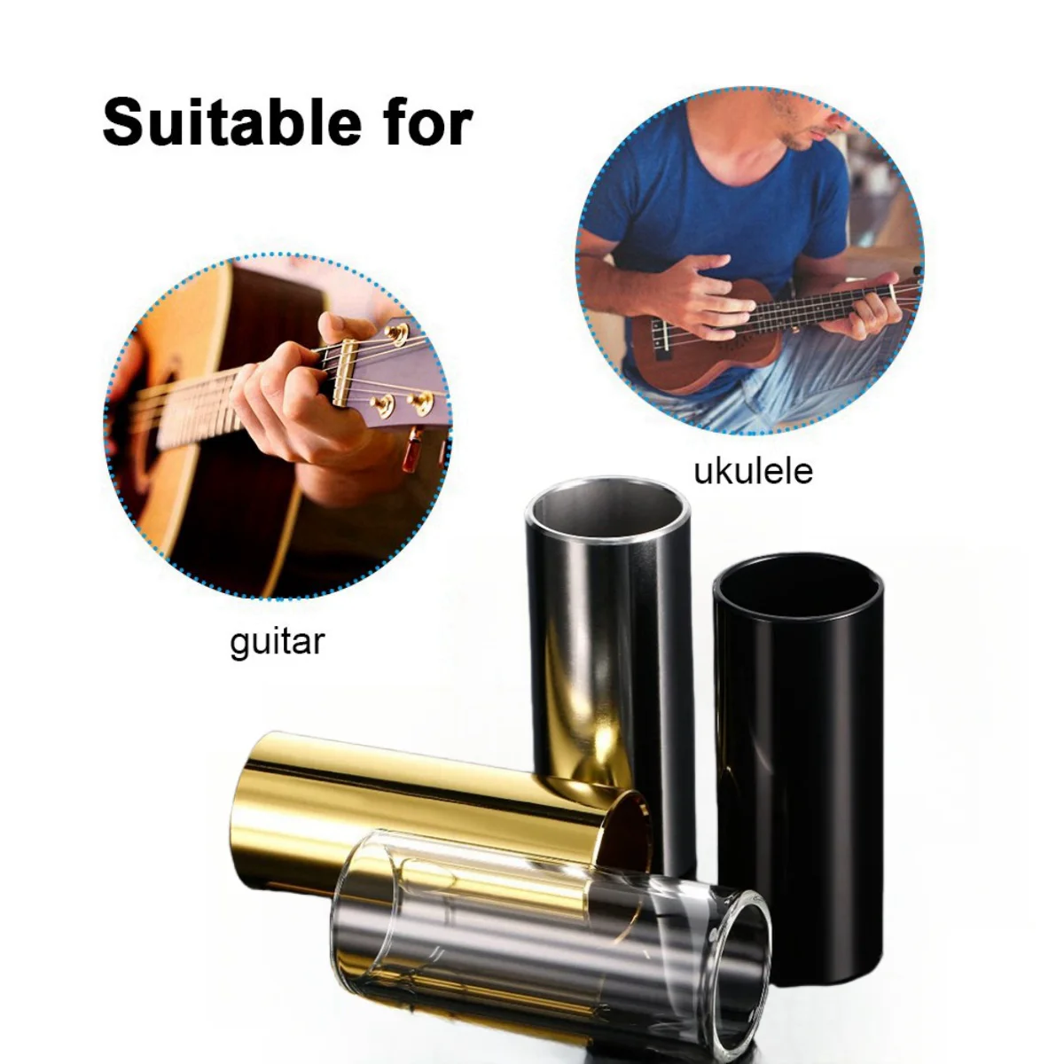 Guitar Slide Miwayer Slider 60MM High Guitar Slide Bar Stainless Steel Metal/Glass Finger Slides for Ukulele Guitar