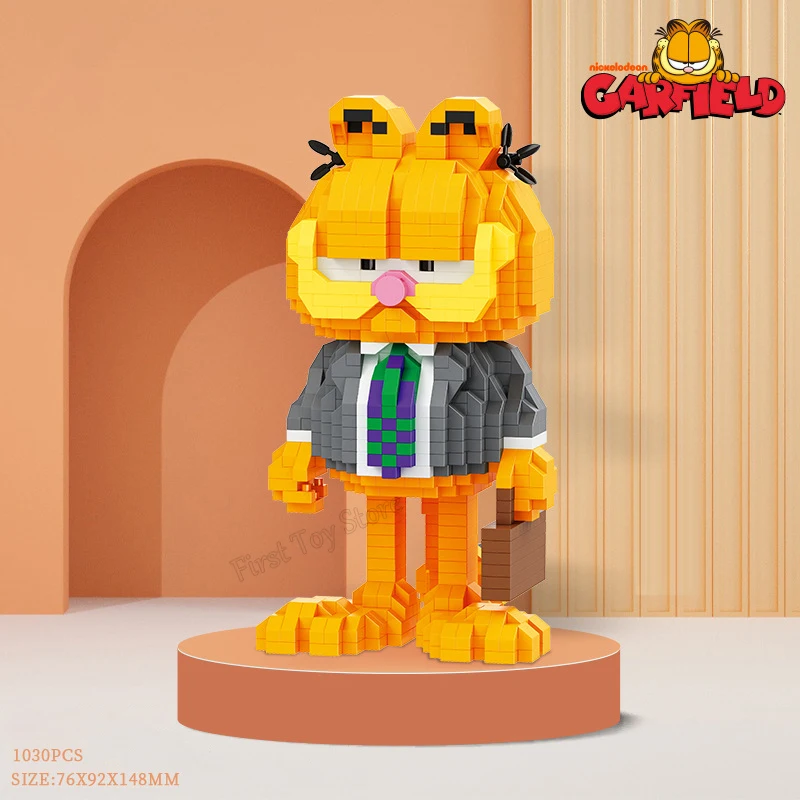 Мини-кубики Garfield, волшебный мультяшный Кот, Аниме фигурки, Коллекция строительных игрушек «сделай сам», кубики для фигурок, подарок для детей, игрушка