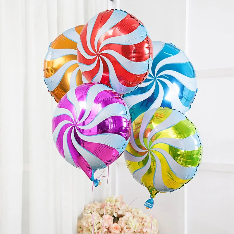 

5/10Pcs Colorful Candy Foil Balloons 18 inch Round Lollipop Balloon For Christmas Wedding Kids Birthday Party Decoration globos