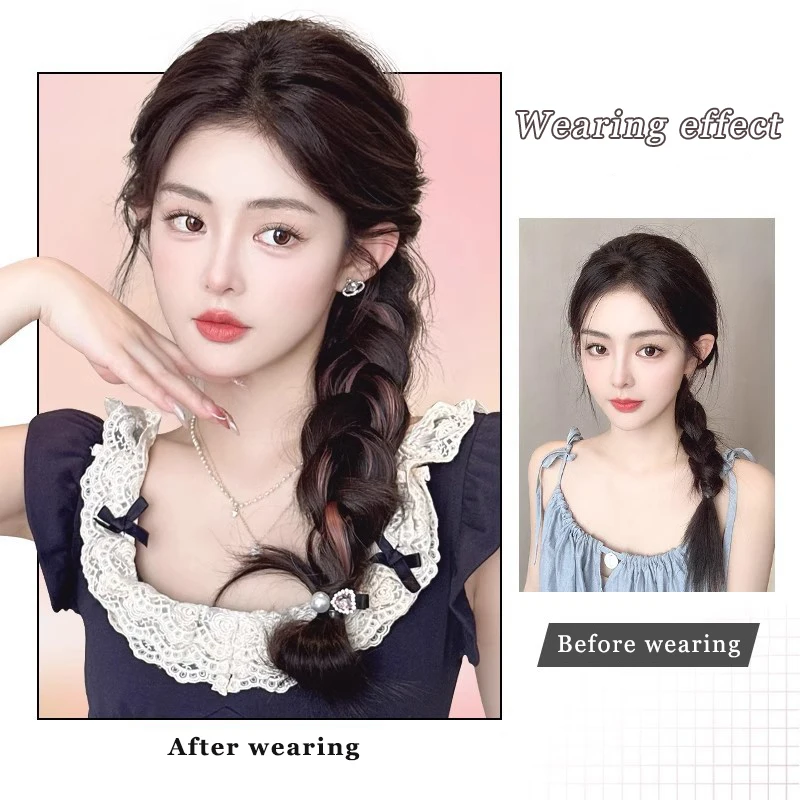 합성 가발 브레이드 컬러 프라이드 도우 트위스트 브레이드 헤어 번들 도파민 사이드 포니테일 롱 브레이드