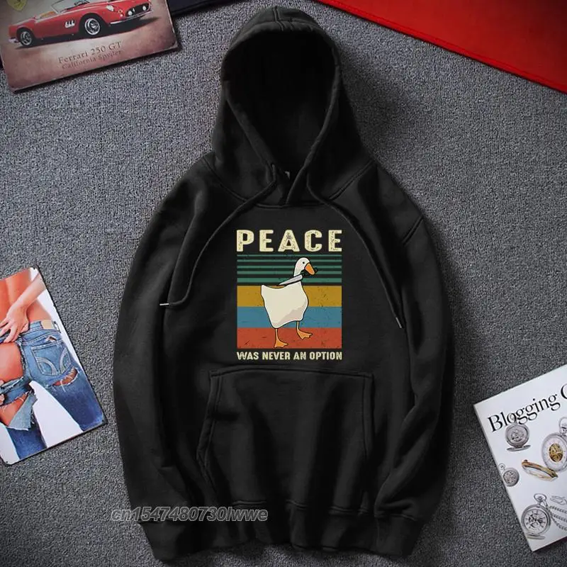 2022 New Sudaderas Goose Peace Was Never An Option Funny Gaming Gamer Vintage Hoodies Homem Top Sweatshirt Hombre