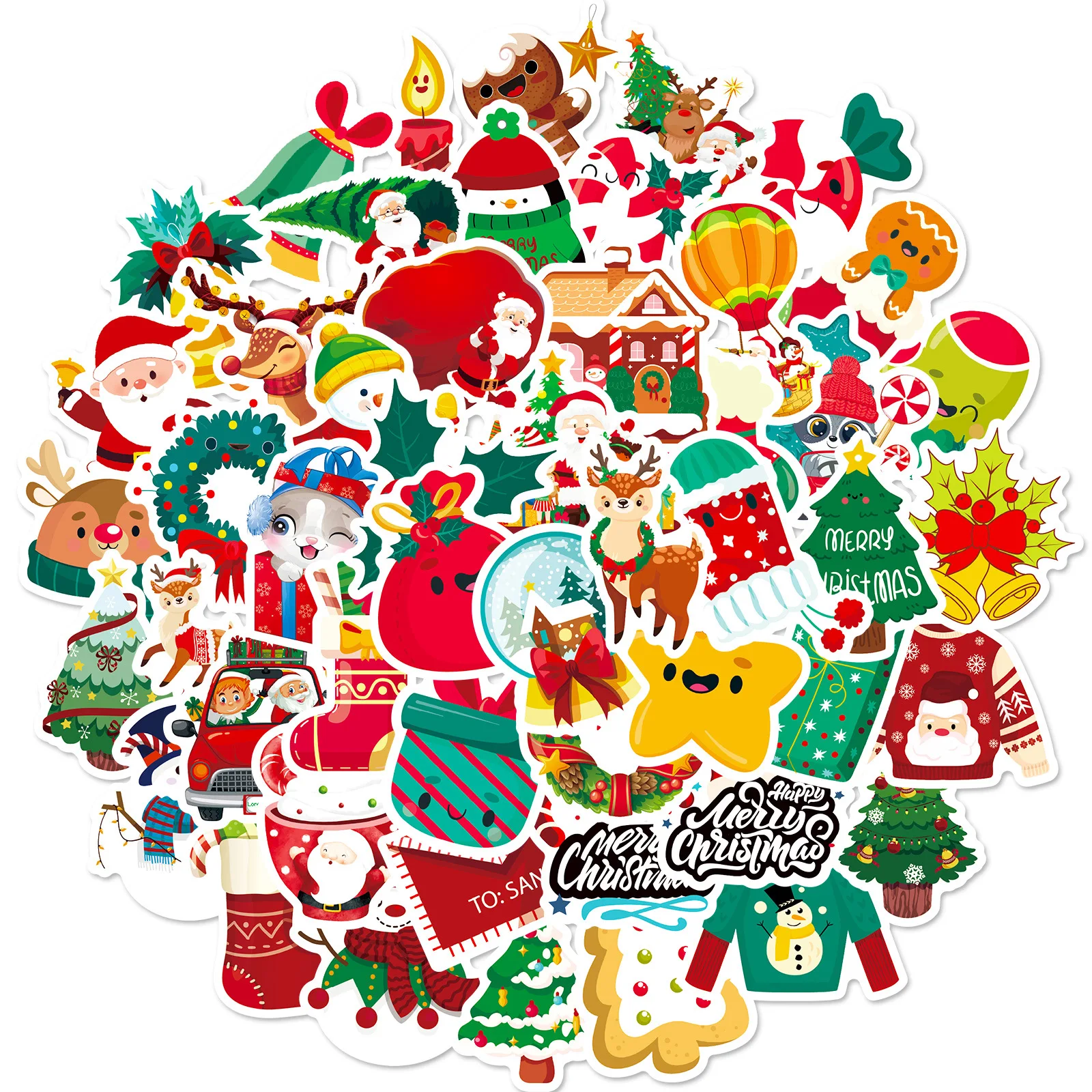 

10/30/50Pcs Christmas Waterproof Graffiti Sticker Aesthetic Decorative Luggage Laptop Cup Phone Guitar Scrapbook Kid Stickers