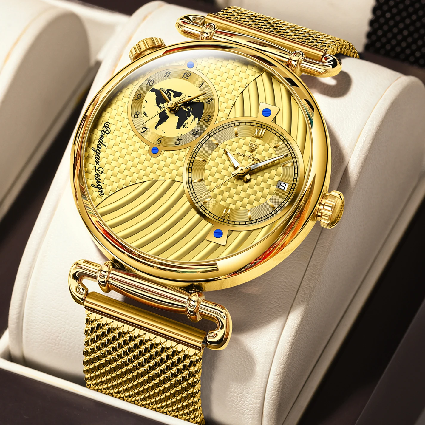 Montre homme POEDAGAR de luxe, affichage double fuseau horaire, étanche, date, montre sport, bracelet en acier inoxydable, montre à quartz pour homme 1 Montre homme POEDAGAR de luxe, affichage double fuseau horaire, étanche, date, montre sport, bracelet en acier inoxydable, montre à quartz pour homme 1