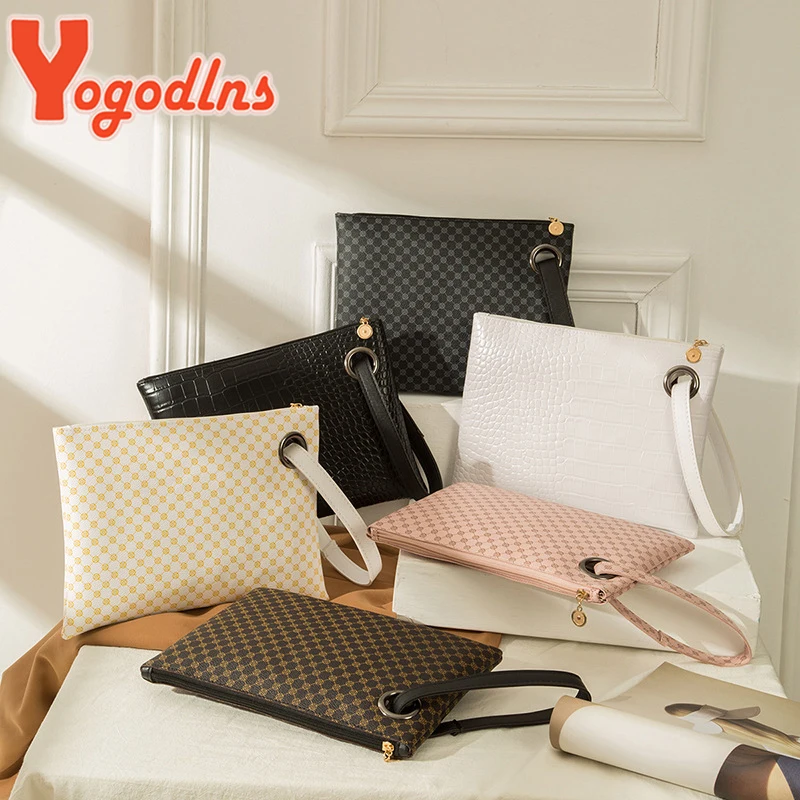 Yogodlns Women Wristlet Bag PU Leather Envelope Bag Shopping Totes Traveling Portable Purse Clutch Wallet Ladies Pattern HandBag