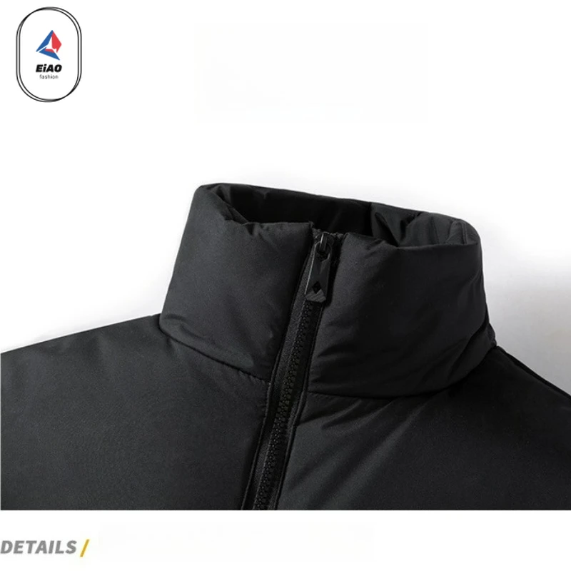 EIAO Trendy Down Jacket Men 2026 Winter Designer Snow Peak Pattern White Duck Down Warm Coat Casual Stand Collar Windproof Parka