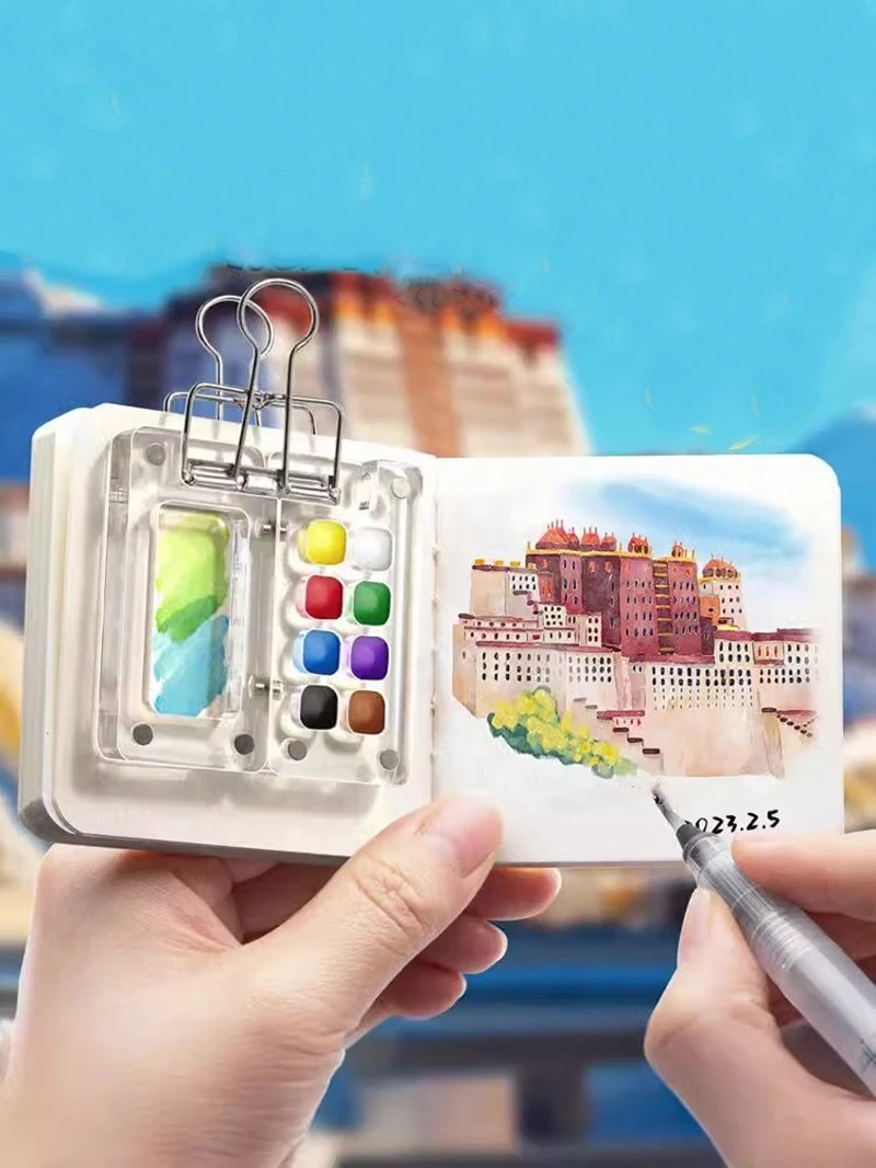 Watercolor Paint Box Palette Tray Mini Empty 8/15 Grid Travel Plastic