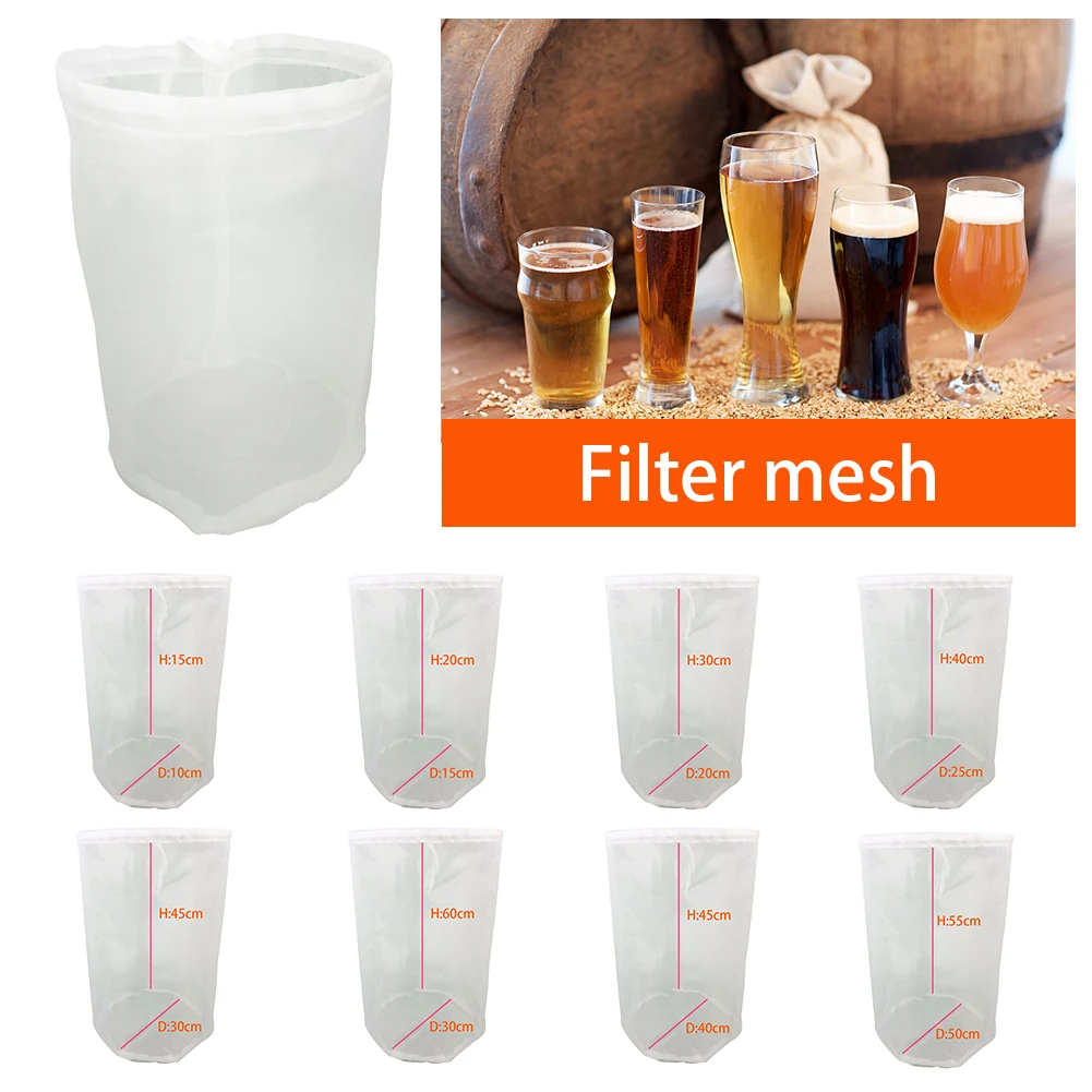 8 Sizes Home Beer Brewing Wine Filter Bag Tea Nut Juice Milk Drawstring