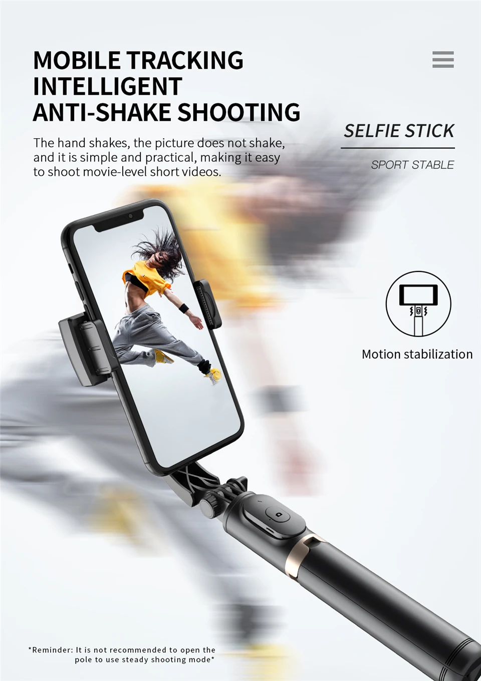Estabilizador de Gimbal para Smartphone, Live, Vertical Shooting Bracket