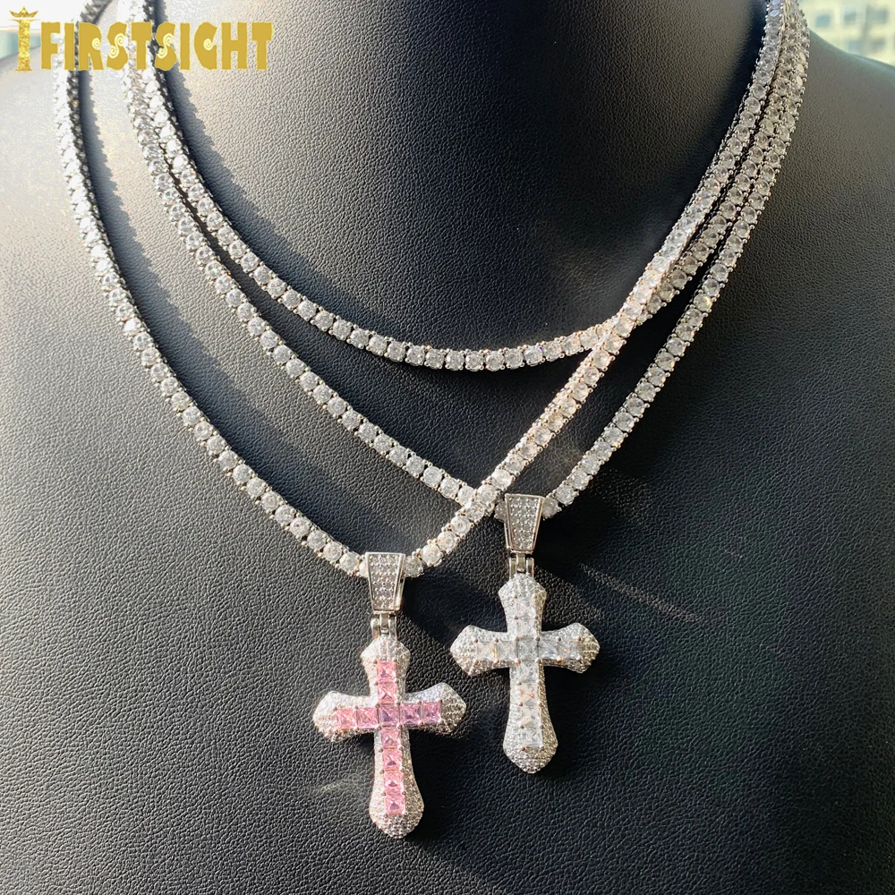 Collana A Croce In Acciaio Inox Uomo E Donna, Colori Oro E Argento, Lunghezza Catena 45-61 Cm, Con Zirconia Cubica, Anallergica, Regalo In Scatola