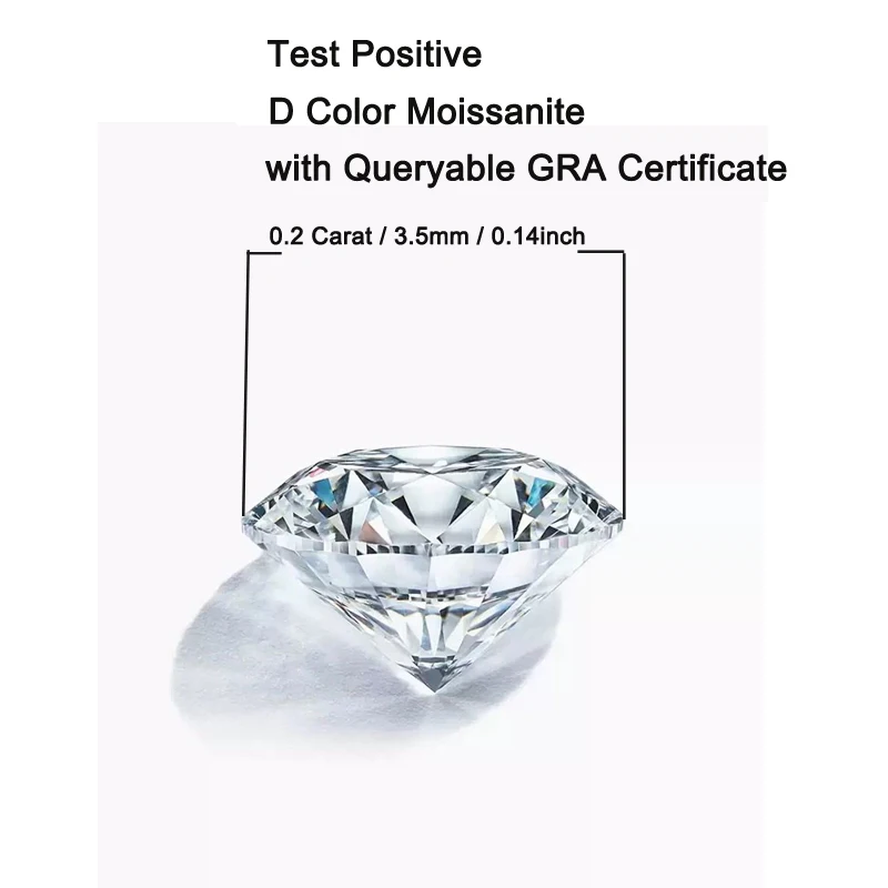 With GRA Credentials Round 0.2ct Moissanites Sparkling D Color VVS1 3.5mm Gemstone Lab Diamonds DIY Making Jewelry Accessories