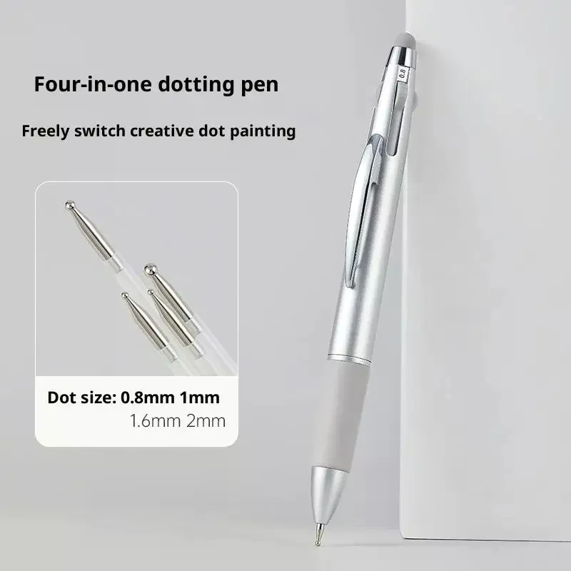 4in1 Nail Dotting Pen Set - Ballpoint Design Dot Paint Tools, Multifunctional Manicure Tip Dotting Kit for DIY Salon Nail Art
