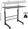Black Pipe Rack Computer Desk, Side Table Mobile Standing, Adjustable Height & Movable, 60cm Particleboard with Triamine, Modern 5