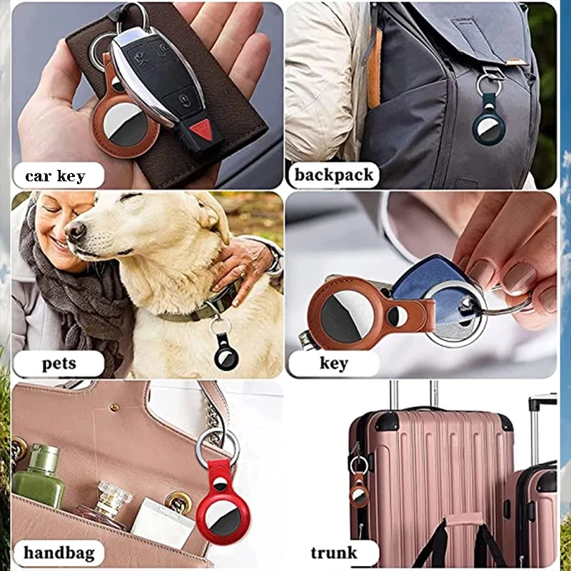 For Apple Airtags Case Leather Keychain Protective For Airtag Tracker Locator Device Anti-lost airtag air tag Case llavero