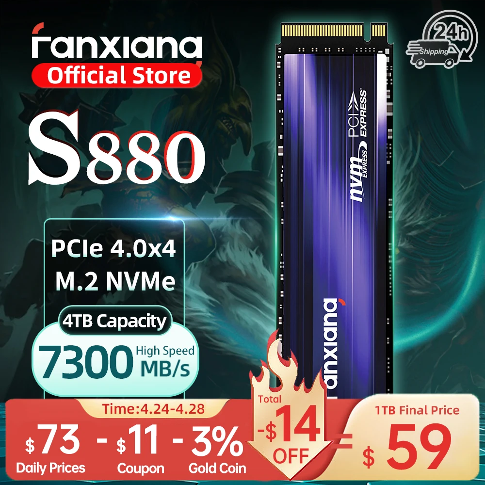 Fanxiang S880 M.2 SSD 7300MB/s 1TB/2TB/4TB M.2 NVMe SSD