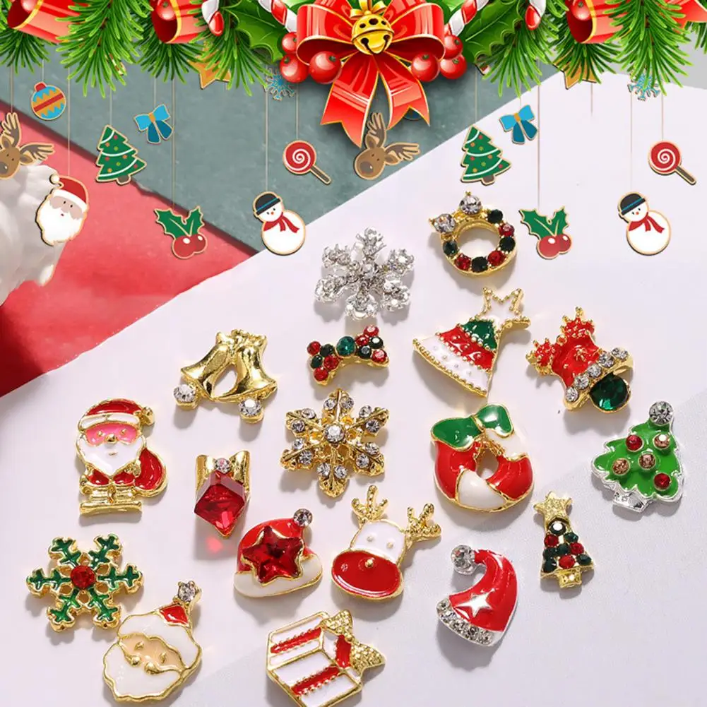 Nail Ornament Creative Shape Easy to Apply Decorative Alloy Colorful Xmas Style DIY Nail Art Decoration Nail Supplies