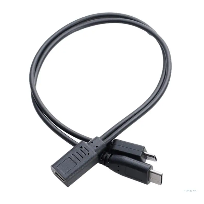 M5TD Type-C Female to Micro USB Male + Type C Male Cable-Dual Functionality