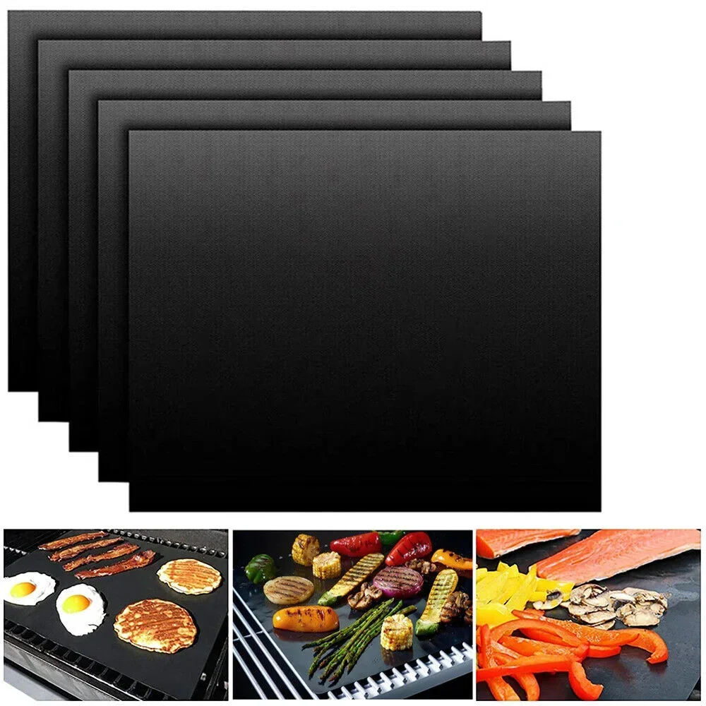 Reusable BBQ Grill Baking Mat Non Stick Cooking Sheet Oilpaper Heat Resistent Fibre Baking Pad for Outdoor Picnic Easy Clean