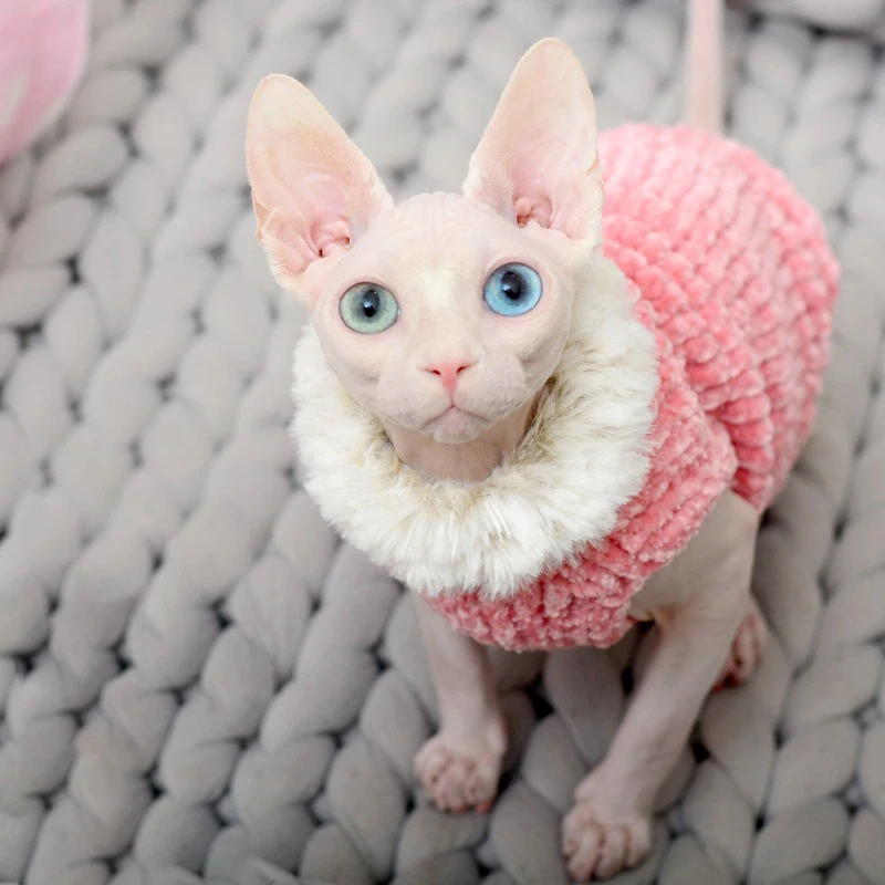 Sphynx Cat Clothes Thickened Warm Lamb Wool Coat Pets Cats Costume