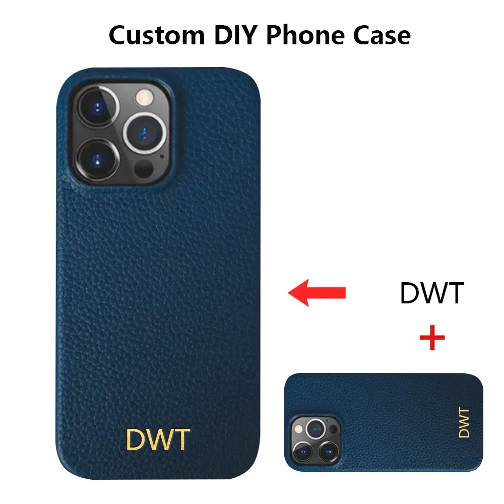 Luxury Custom Logo Genuine Leather Shockproof Phone Case Cover