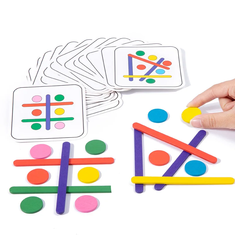 Wooden Rainbow Sticks Puzzle Montessori Toys Color Cognition Logical Thinking Matching Games Children Early Educational Toys