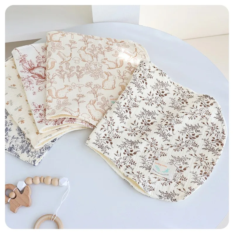 Childrens Drool Towel Six Layer Cotton Gauze Baby Burp Cloths Soft Absorbent Baby Spit Towel Newborn Shoulder Pad