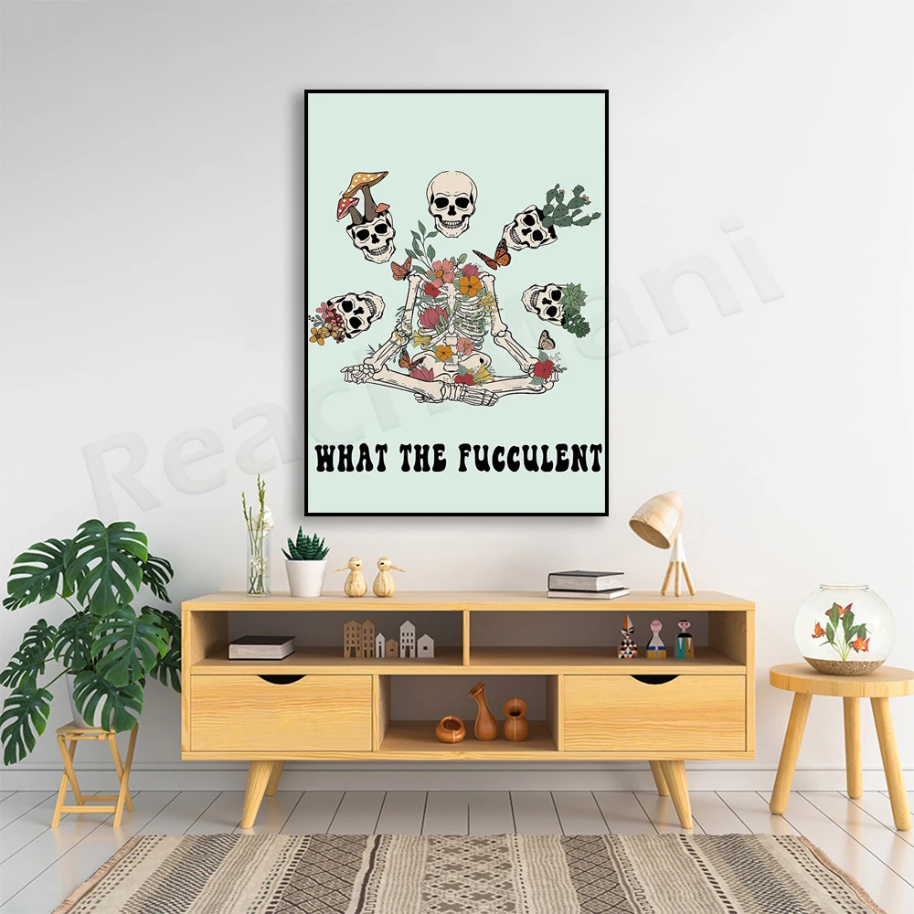 

What the fucculent Skeleton Garden Plant Poster, Plant Lovers Halloween Wall Art, Skeleton Poster, Plant Skeleton Poster