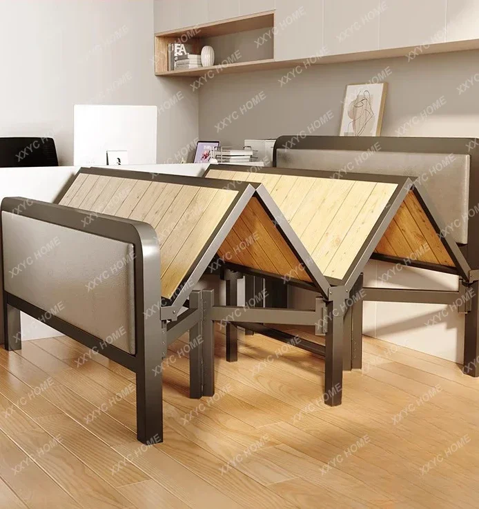 

Folding BedSimple Adult Solid Wood Bed Reinforced Double Bed for Rental Room