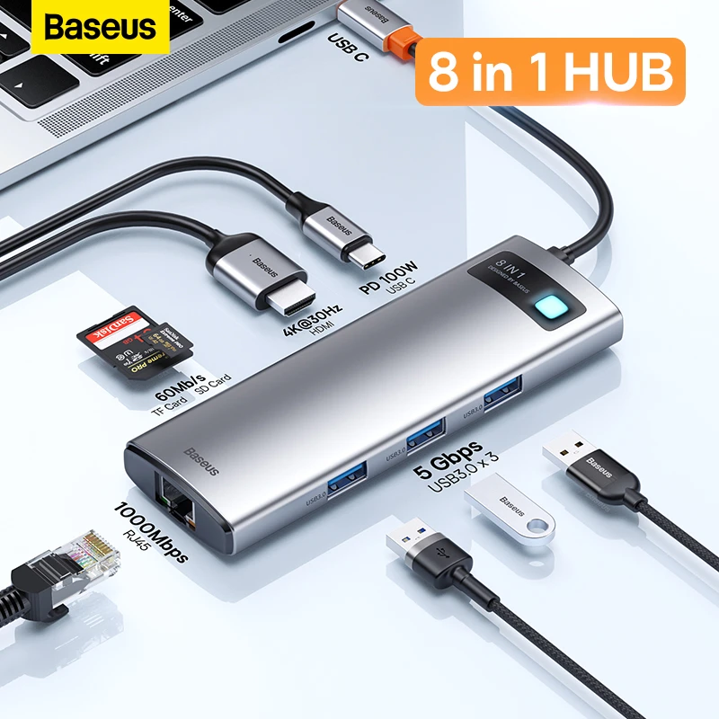 Baseus USB HUB Type C to Multi 3.0 4K HD PD 100W Port USB HUB Adapter for MacBook Pro iPad Laptop USB Splitter USB 3.1 C HUB|USB Hubs| - AliExpress