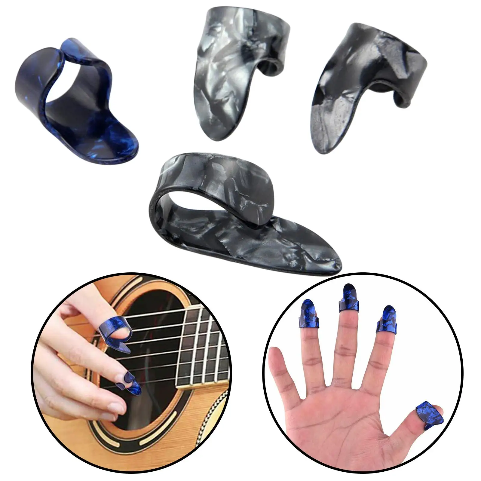 Lohobby 4x Thumb &Finger Picks Thumbpick for Fingerstyle Acoustic Guitar Bass