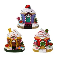 Christmas Glowing House Xmas Ornament LED Light up Resin Miniature House Figurine for Home Living Room Bedroom Decoration 1