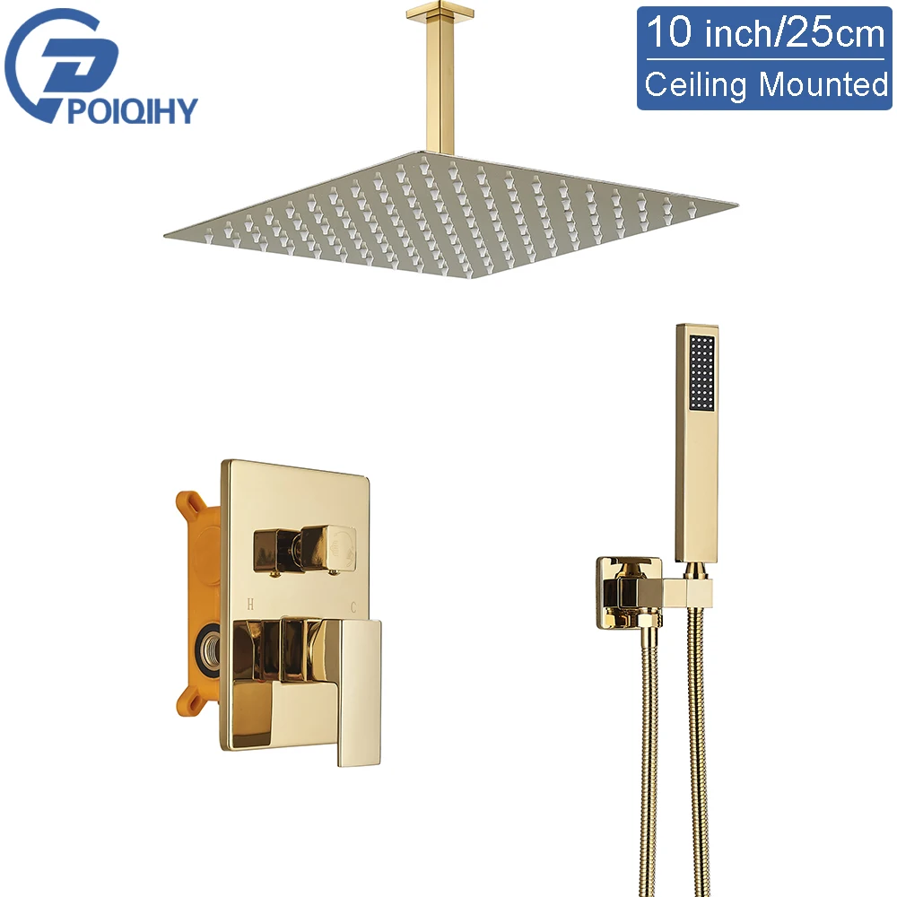 طقم دش ذهبي فاخر بنظام 2 وظيفة، يشتمل على رأس دش م...