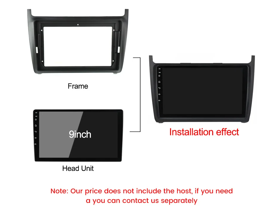 9 zoll Auto Radio Rahmen Für VW Volkswagen Polo 5 Golf Passat GPS Dash Mount Kit Installieren Panel Adapter Abdeckung fascia Kabel Canbus – Detail 5