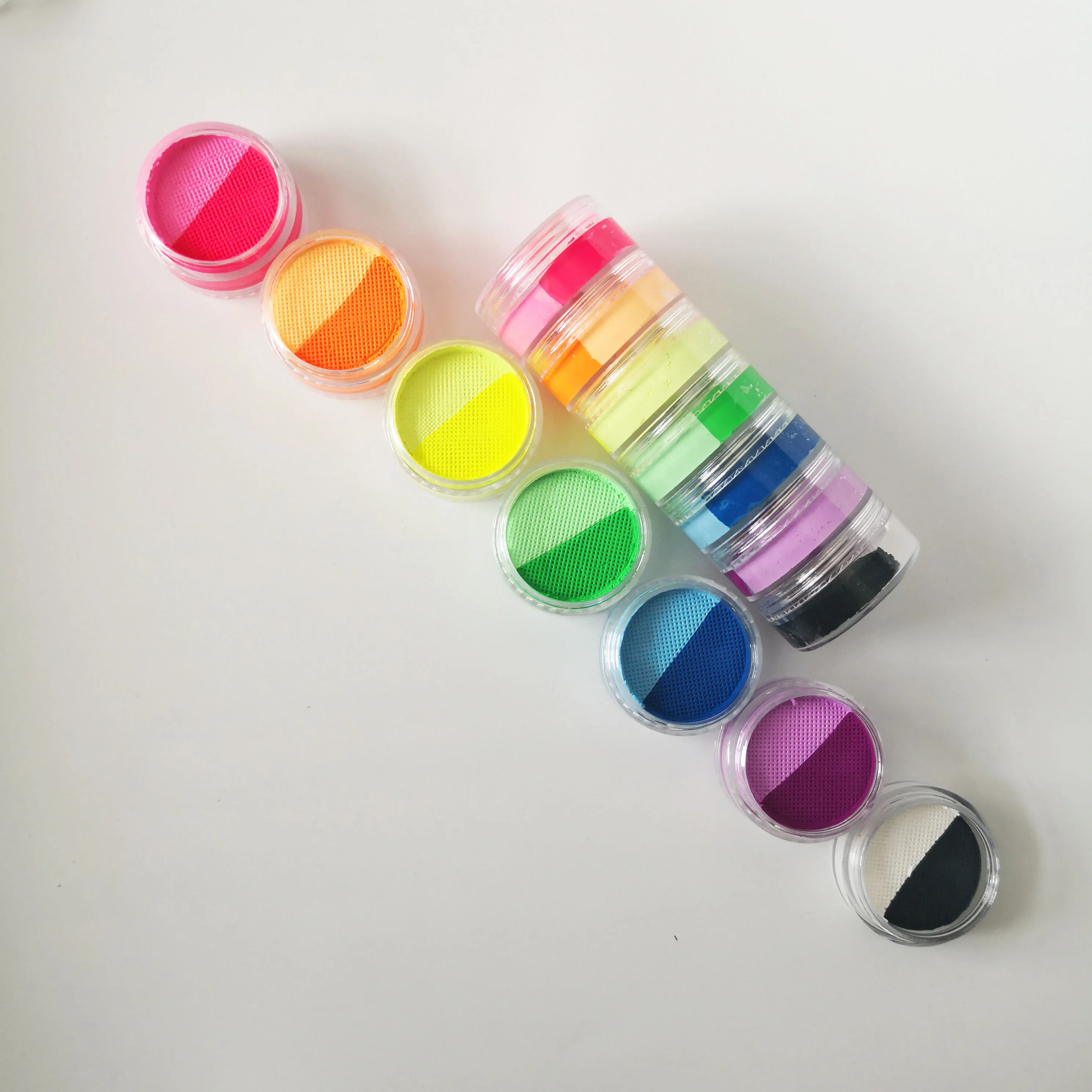 10g Face Paint Water-Based Eyeliner Split Rainbow Cake Tower Body Painting Supplies Washable Dual Colors Activated Eyeliner 3