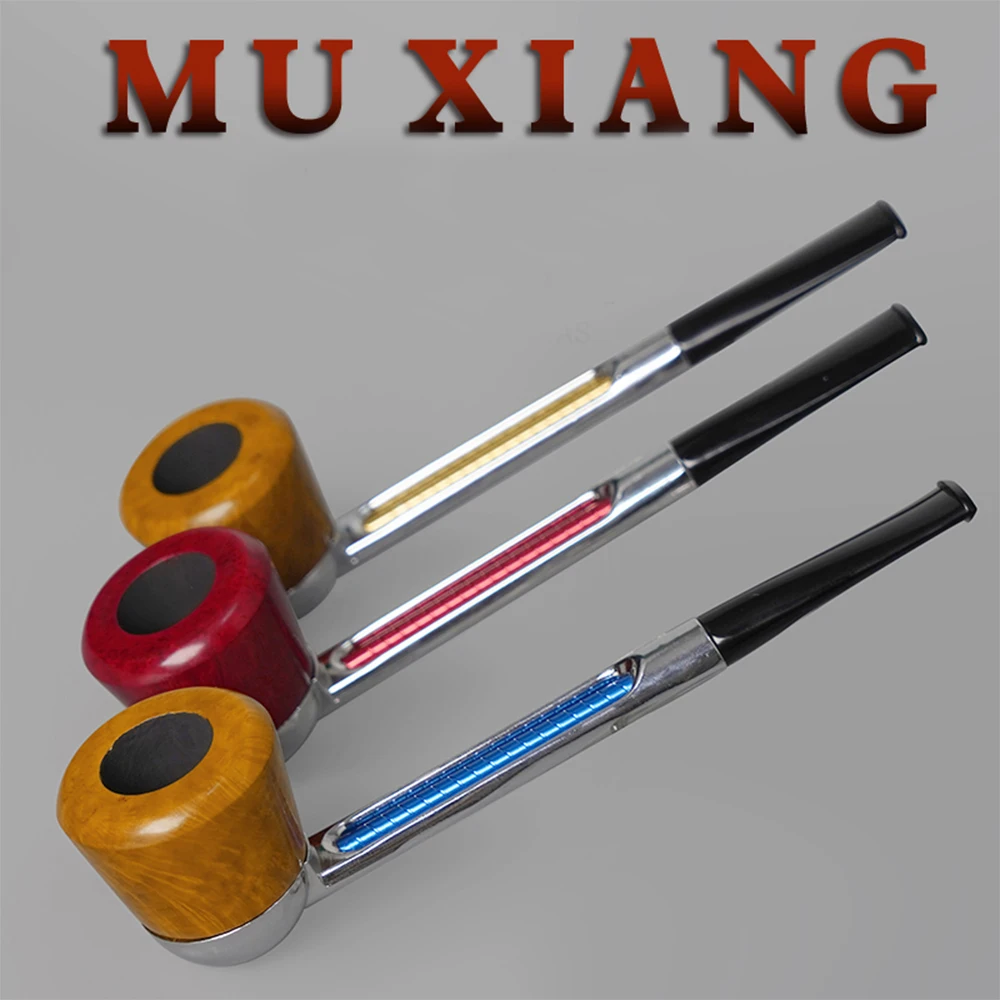 MUXIANG-Sistema Tubos Handmade Cachimbo, Madeira Metal Shell,