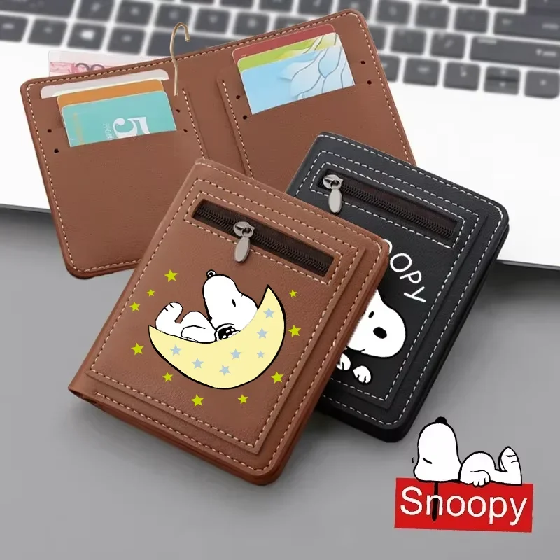 سنوبي الرجال محافظ أنيمي محفظة نسائية للعملات المعدنية حامل بطاقة الائتمان جواز السفر بولي مقاوم للماء حقيبة رخصة القيادة بطاقات الهوية غطاء امرأة أطفال هدية