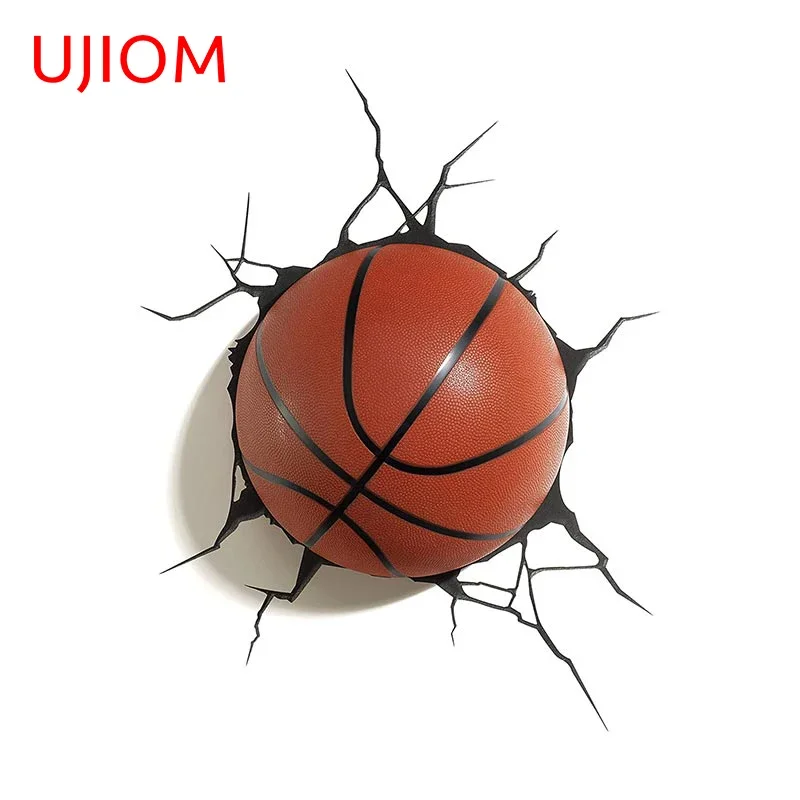UJIOM 13cm x 10.2cm Basketball Crack Wall Sticker Scratch Proof Anime Decal Personality Funny Bathroom Home House Decoration