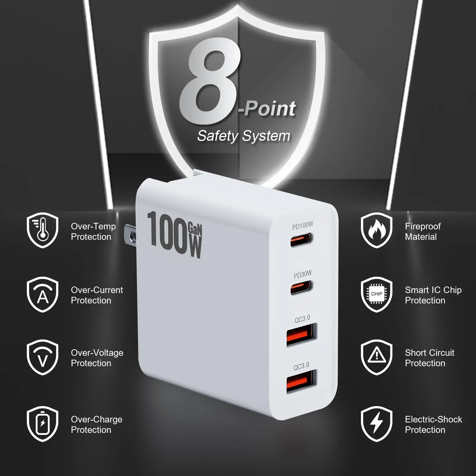 RCSTQ Drone power adapter 100W charger 4 ports QC3.0 Port Fast Charger for DJI Flip DJI NEO Air 3S Mini 4 Pro Drone Accessories